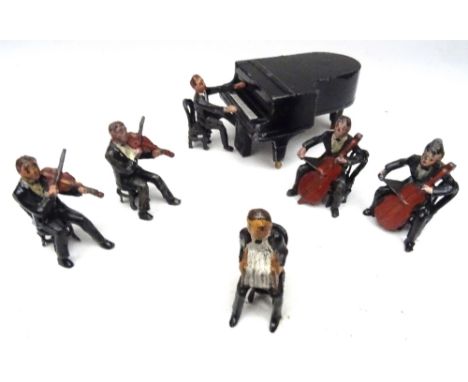 Charbens from Jack's Band Grand Piano, Accordion, two double bass,and two violins, Players and six chairs (Condition Good) (1