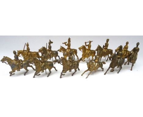Gilt mounted figures from c.1900 to 1940, Britains sway back General (one horse leg missing) twelve Britains first quality, w