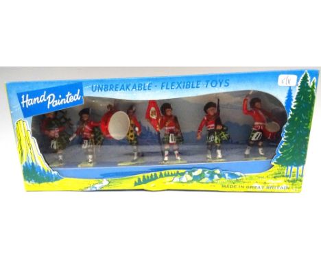 Cherilea plastic Highlanders complete boxed set second series Musicians (Condition Mint, bass drummer loose) 1967, unattribut