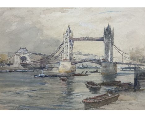 Charles James Lauder (Scottish 1841-1920): Tower Bridge - London, watercolour signed 25cm x 34cm