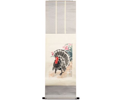 A group of three Chinese scroll paintings: comprising- Tang Yun [1910-1993] an eagle, ink and light colours, signed, 90 x 48c