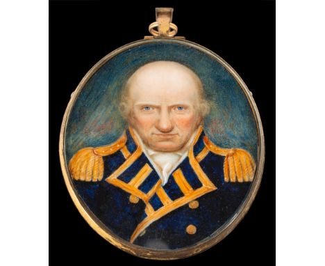 English School early 19th Century-A miniature portrait of a naval officer, said to be Admiral Pettigrew,:-head and shoulders 