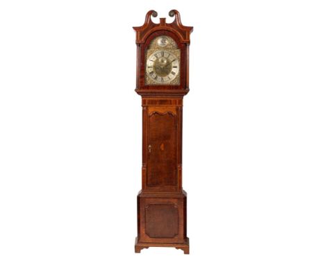 Wilson, York, an oak and mahogany longcase clock: the eight-day duration movement striking the hours on a bell and having a t