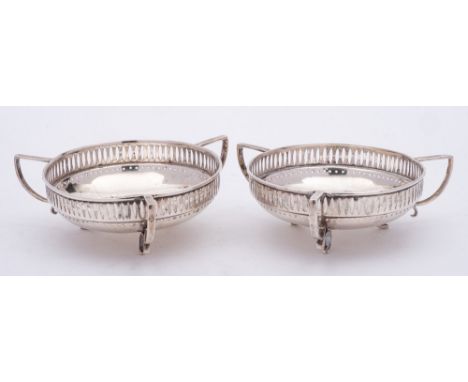 A pair of George V silver bon bon dishes., maker William Hutton &amp; Sons Ltd, Birmingham, 1919: of circular outline with ga