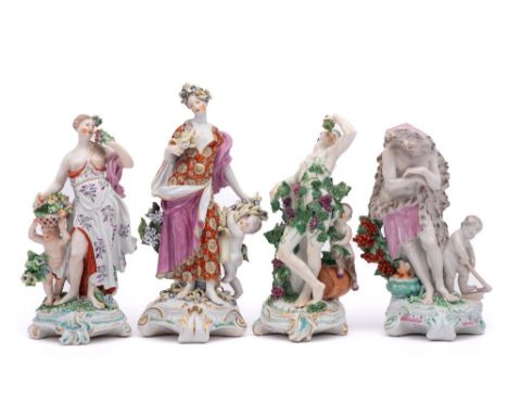 A matched set of four Derby figures of the Classical Seasons: after the Meissen originals modelled by Eberlain, Spring as a m