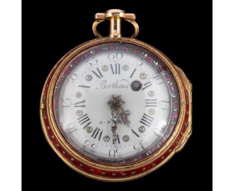 Berthoud, A Paris, a Georgian gem set key-wound pocket watch: the movement of typical Berthoud form and engraved to the backp