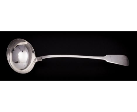 A Victorian silver fiddle pattern soup ladle, maker John &amp; Henry Lias, London,  1848: 34cm long, 274gms, 8.80ozs.