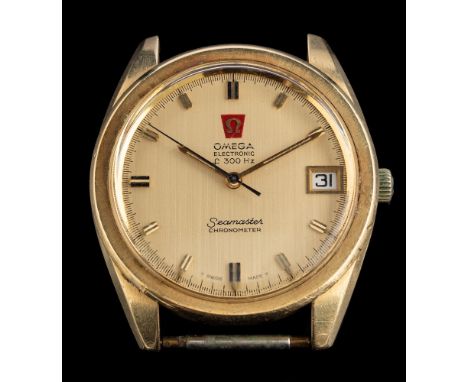 Omega, Electronic, Seamaster, Chronometer, a wristwatch,: the dial with baton markers, date aperture and baton hands, 35mm di