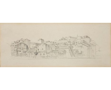 * Robert Sargent Austin [1895-1973]- The Main Square, Prato, Italy,:- signed, inscribed and dated 1923, pencil drawing, 12.5 