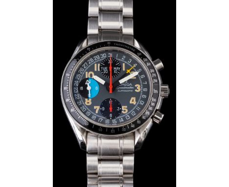 Omega, Speedmaster, MK40, an automatic triple calendar chronograph wristwatch,: the grey dial with yellow numerals, luminous 