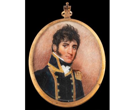 Attributed to Samuel John Stump [1778-1863]-A miniature portrait of a naval officer said to be Captain James Murray [1778-183