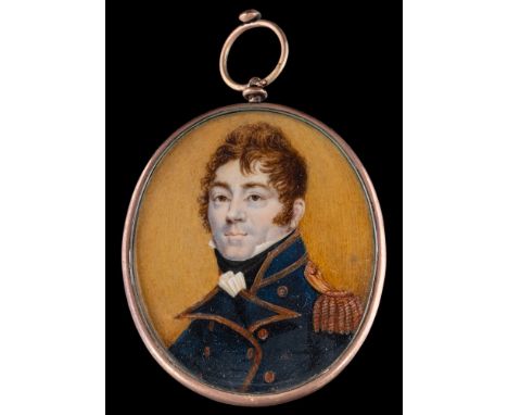 English School early 19th Century-A miniature portrait of a naval officer said to be 'Francis Eyre, eighth and last Earl of N