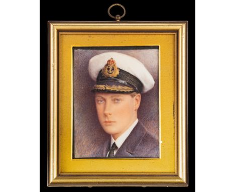 Eva O'Connell [19/20th Century]-A miniature portrait of Edward Prince of Wales, circa 1935, in the uniform of Commander RN,: 