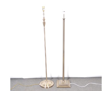 Modern brushed metal standard lamp, and another standard lamp.