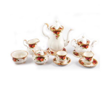 A Royal Albert 'Old Country Roses' part tea and coffee set, comprising teapot, coffee pot, cups, saucers etc.