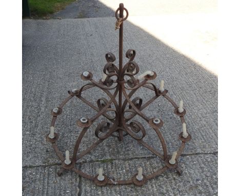 An iron chandelier, 93cm diameter