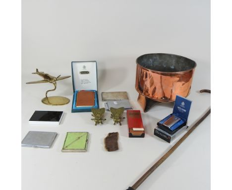 A 1960's Ronson combined lighter cigarette case, in original box together with a combination of novelty lighter and a walking