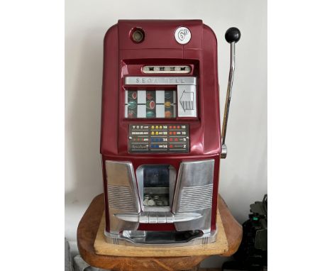 Sega-Bell One Arm Bandit Fruit Machine Slot Machine. Height 66cm x Width 41cm x Depth 36cm.&nbsp;In fully working condition.&