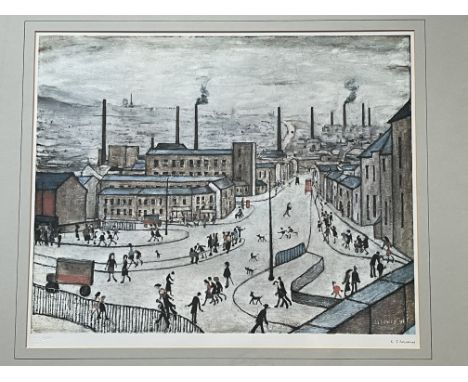 L. S. Lowry - Huddersfield - 1965. 
Lawrence Stephen Lowry RA (1887-1976)
Huddersfield
Signed lithograph in colour, signed 'L