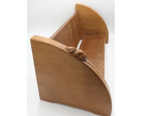 Robert Mouseman Thompson - an oak book trough carved, with a signature mouse W45cm D20cm H20cm 