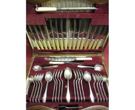 Service of hallmarked silver Sandringham pattern cutlery for eight place settings, including composition handled stainless st