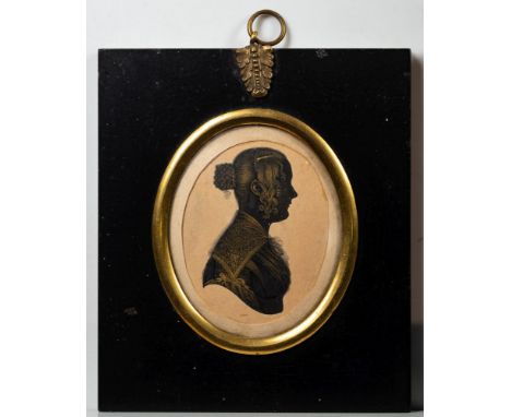 Attributed to John M. Field (British, 1781-1841)Portrait of Miss Beatrix Shedden, 1840inscribed versowatercolour on card, hei