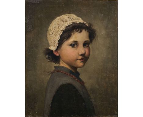 Circle of Jacob Maris (Dutch, 1837-1899)Portrait of a girl wearing a coral necklacebust-length, looking over her shoulderoil 