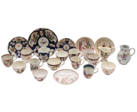 A mixed lot of 18th century English porcelain tea and coffee wares various factories- the majority First Period Worcester, in