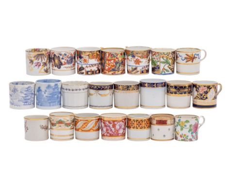 A collection of twenty-two late 18th/early 19th century English porcelain coffee cans various factories including Worcester, 