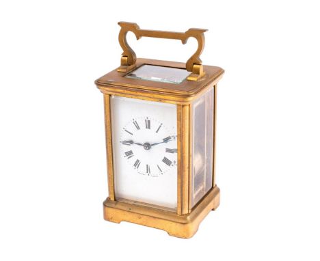 A French Victorian carriage clock the eight-day duration movement having a platform lever escapement and striking the hours a