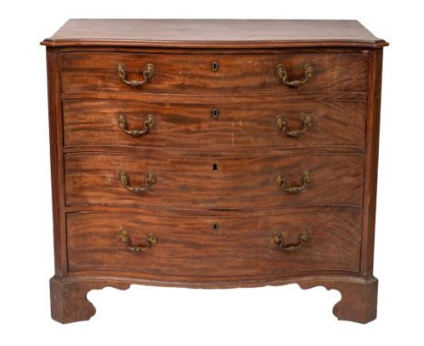 A George III mahogany serpentine front chest of drawers, circa 1775; the top with ogee moulded edges, above four graduated lo