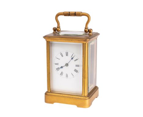 Richard et Cie, Paris a brass carriage clock the eight-day duration timepiece movement having a platform lever escapement, th