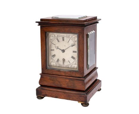 A. Giles, London a mahogany four-glass mantle clock, the eight-day duration single-fusee timepiece movement having an anchor 