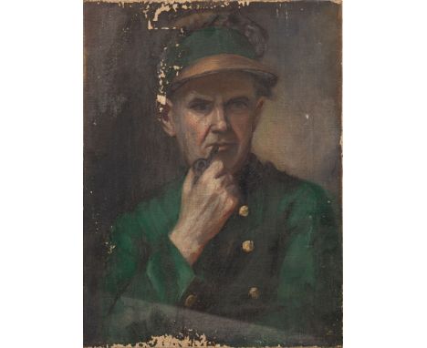 John Shapland (British, 1865-1929)Portrait of a soldier smoking a pipeoil on canvas40.5 x 30cm (unframed)Provenance:A private