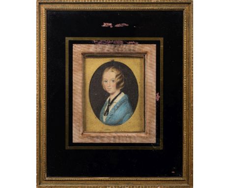British School (mid-19th century)A miniature portrait of a young girlwatercolour on card8 x 6cm (sight, oval); together with 