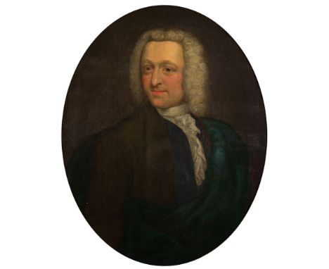 British School (first half 18th century)Portrait of a gentlemanhalf-length, wearing a brown jacket and a draped blue sashoil 