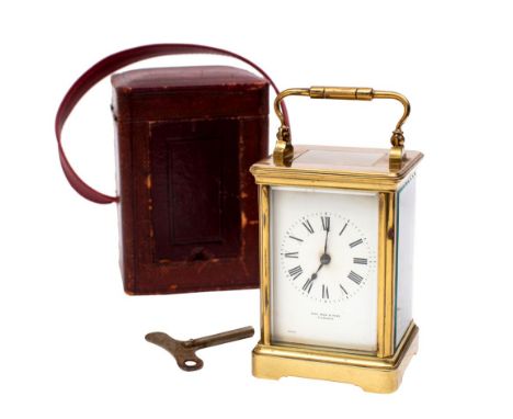 Couaillet frères, a French carriage clock, the eight-day duration movement having a platform lever escapement and striking th