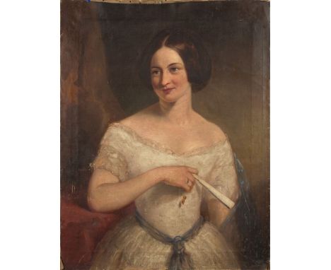 Follower of Franz Xaver Winterhalter (1805-1873)Portrait of a lady wearing a white dressoil on canvas86 x 67cm (unframed)