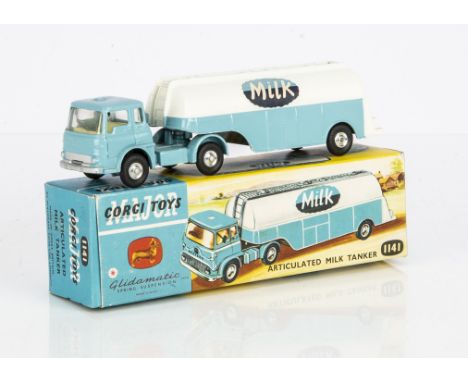 A Corgi Major Toys 1141 Bedford Articulated Milk Tanker, light blue/white body, 'Milk' labels, spun hubs, in original box wit