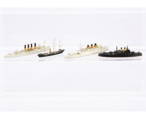 Mercator 1:1250 Waterline Ship Models, Warjag Cruiser 1899, No M312, with spares, Sissoi Weliki battleship 1894, No M306, wit