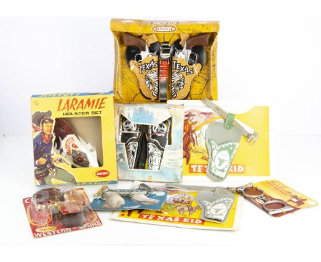 Western Cap Guns &amp; Accessories, Crescent Trail Blazer Guns &amp; Holster Set, Laramie Holster, Western Spurs, Handcuffs (