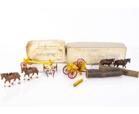 Boxed Charbens Tree Wagon (2) comprising long box version with 2 horses and short box version with 2 horses and man,   long b