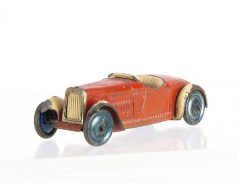 A Pre-War Hornby Series (Dinky Toys) 22a Open Sports Car, red body, cream seats and mudguards, tinplate radiator, blue wash w