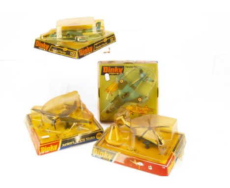 Bubble Packed Dinky Toy Aircraft, 721 Junkers JU 87B Stuka, 722 Hawker Harrier (2), 724 Sea King Helicopter, in original bubb