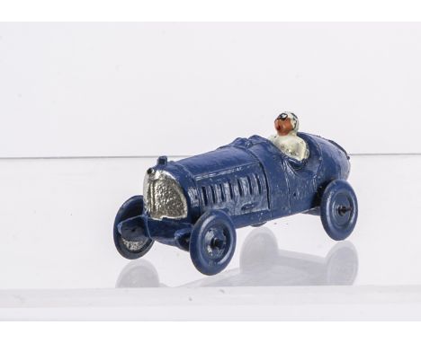 A Charbens Small Racing Car, blue body and wheels, silver grille, white driver, 'Mimic Toy Rd England Charbens' cast to under