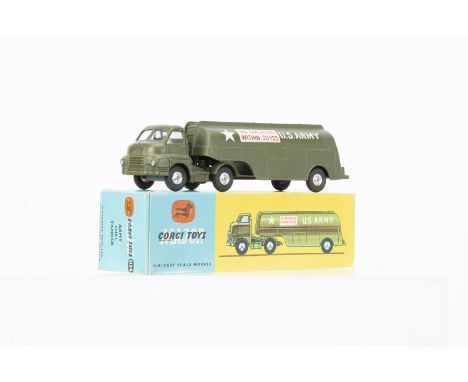 A Corgi Major Toys 1134 Bedford Army Fuel Tanker, military green body, 'US Army' decals, spun hubs, in original box with inne