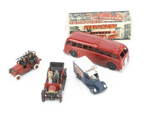 British Diecast, Johillco Miniature Fire Engine, red body, black grille, with six Firemen and ladder, Timpo Toys 'Ever Ready'