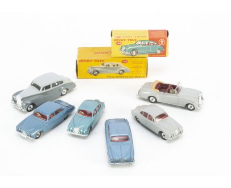 Dinky Toy Luxury Cars, 150 Rolls-Royce Silver Wraith, 146 2.5 Litre V8 Daimler, in original boxes, with loose 142 Jaguar Mark