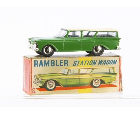 A Lone Star Roadmasters 1471 Rambler Rebel Station Wagon, green body, cream roof, plated grille, bumpers and wheels, in origi