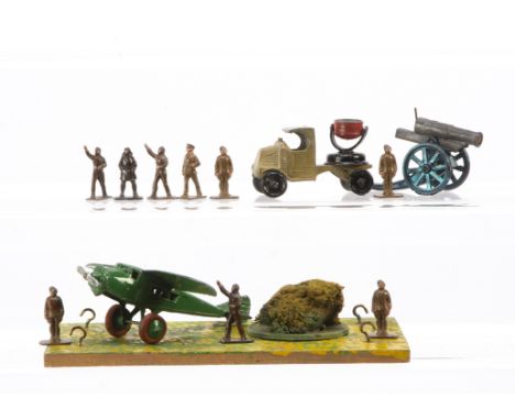 Early British Diecast, Taylor &amp; Barrett 'Atalanta' Monoplane, green body and hubs, red tyres, silver prop and wings, Johi